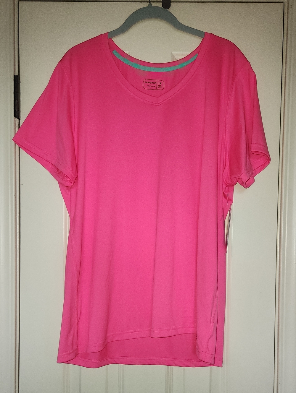 be inspired Neon Pink Short Sleeve V‑Neck Tee